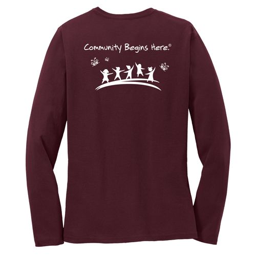 Community Begins Here Women's Long Sleeve T-Shirt - White Imprint (KA-LPC54LS-COMM-W) image thumbnail