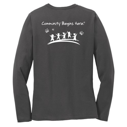 Community Begins Here Women's Long Sleeve T-Shirt - White Imprint (KA-LPC54LS-COMM-W) image thumbnail