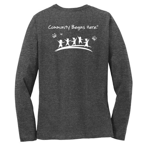 Community Begins Here Women's Long Sleeve T-Shirt - White Imprint (KA-LPC54LS-COMM-W) image thumbnail