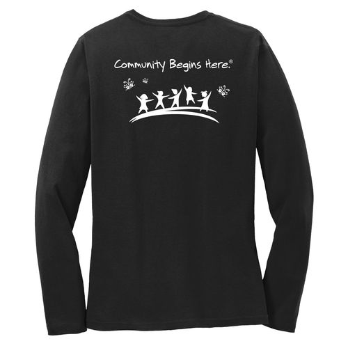 Community Begins Here Women's Long Sleeve T-Shirt - White Imprint (KA-LPC54LS-COMM-W) image thumbnail