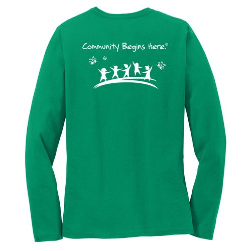 Community Begins Here Women's Long Sleeve T-Shirt - White Imprint (KA-LPC54LS-COMM-W) image thumbnail