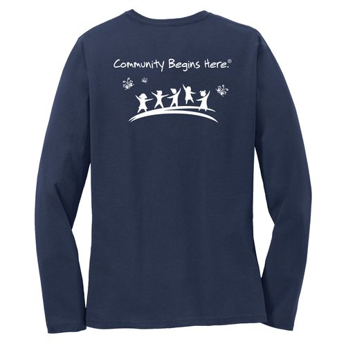 Community Begins Here Women's Long Sleeve T-Shirt - White Imprint (KA-LPC54LS-COMM-W) image thumbnail