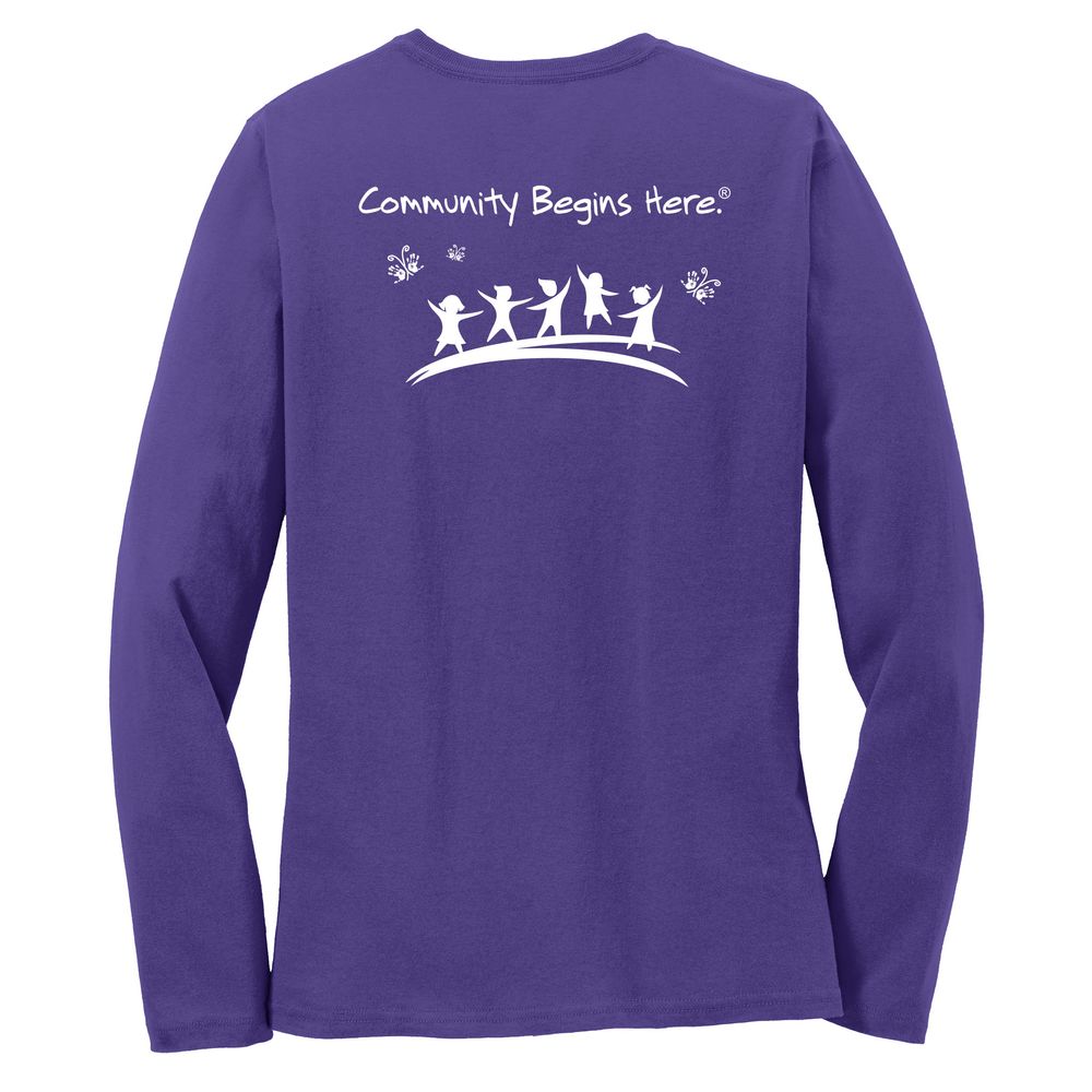 Community Begins Here Women's Long Sleeve T-Shirt - White Imprint (KA-LPC54LS-COMM-W) primary image