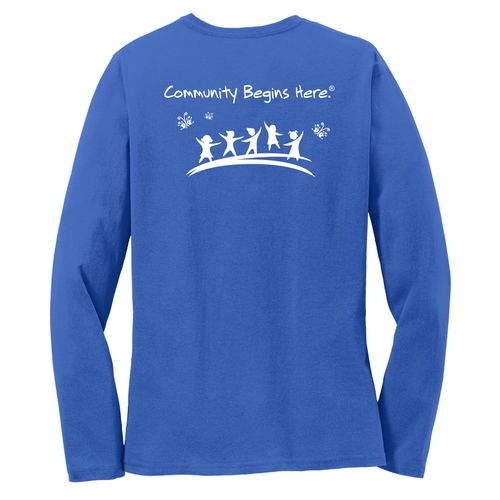 Community Begins Here Women's Long Sleeve T-Shirt - White Imprint (KA-LPC54LS-COMM-W) image thumbnail