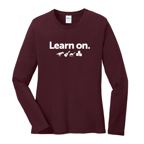 Learn On. Women's Long Sleeve T-Shirt - White Imprint (KA-LPC54LS-LEARN-W) image thumbnail