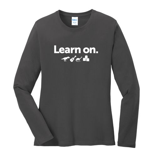 Learn On. Women's Long Sleeve T-Shirt - White Imprint (KA-LPC54LS-LEARN-W) image thumbnail