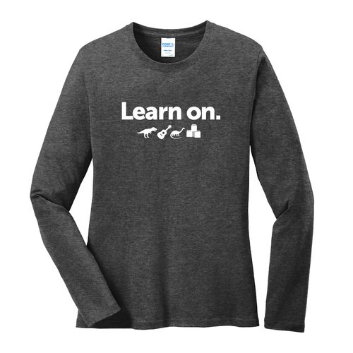 Learn On. Women's Long Sleeve T-Shirt - White Imprint (KA-LPC54LS-LEARN-W) image thumbnail