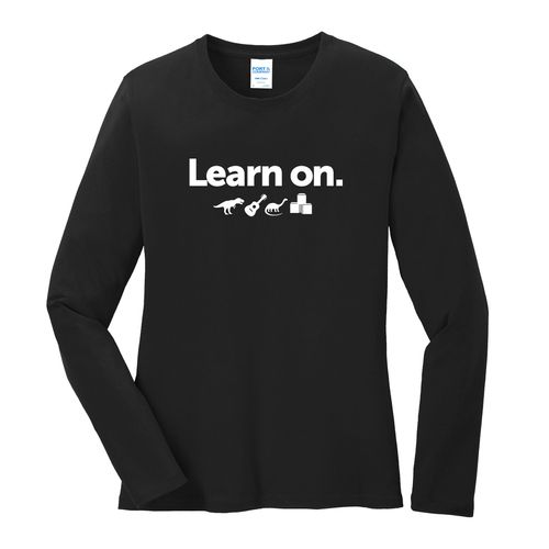 Learn On. Women's Long Sleeve T-Shirt - White Imprint (KA-LPC54LS-LEARN-W) image thumbnail