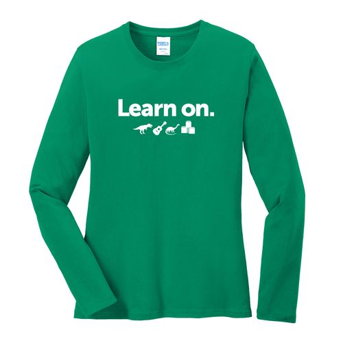 Learn On. Women's Long Sleeve T-Shirt - White Imprint (KA-LPC54LS-LEARN-W) image thumbnail