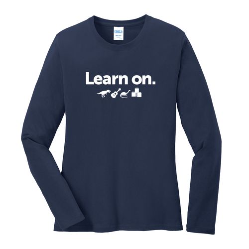 Learn On. Women's Long Sleeve T-Shirt - White Imprint (KA-LPC54LS-LEARN-W) image thumbnail