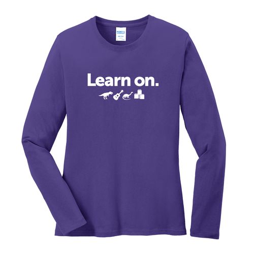 Learn On. Women's Long Sleeve T-Shirt - White Imprint (KA-LPC54LS-LEARN-W) image thumbnail