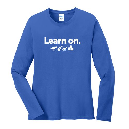 Learn On. Women's Long Sleeve T-Shirt - White Imprint (KA-LPC54LS-LEARN-W) image thumbnail