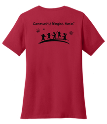 Image of Community Begins Here Women's T-Shirt - Black Imprint (KA-LPC54-COMM-B)