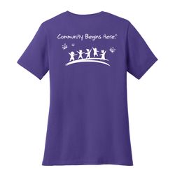 Image of Community Begins Here Women's T-Shirt - White Imprint (KA-LPC54-COMM-W)