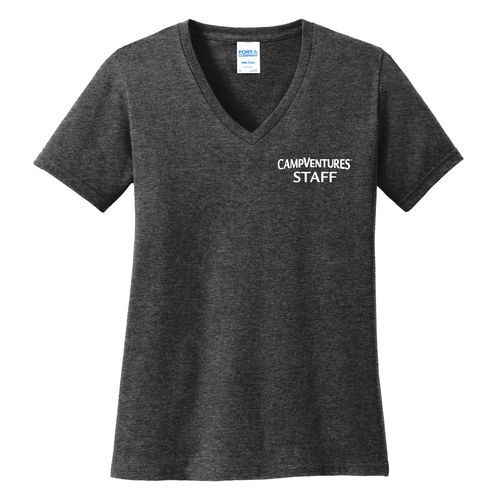 CampVentures Women's V-Neck Staff T-Shirt - White Imprint (KA-LPC54V-CVSTF-W) image thumbnail