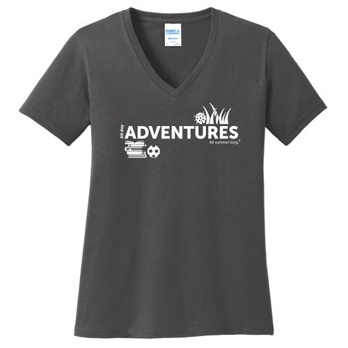CampVentures Women's V-Neck T-Shirt - White Imprint (KA-LPC54V-CV-W) image thumbnail