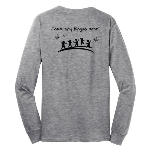 Community Begins Here Adult Long Sleeve T-Shirt - Black Imprint (KA-PC54LS-COMM-B) image thumbnail