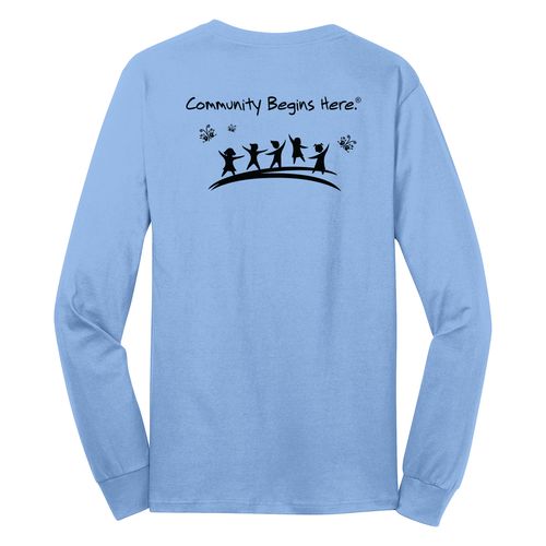 Community Begins Here Adult Long Sleeve T-Shirt - Black Imprint (KA-PC54LS-COMM-B) image thumbnail