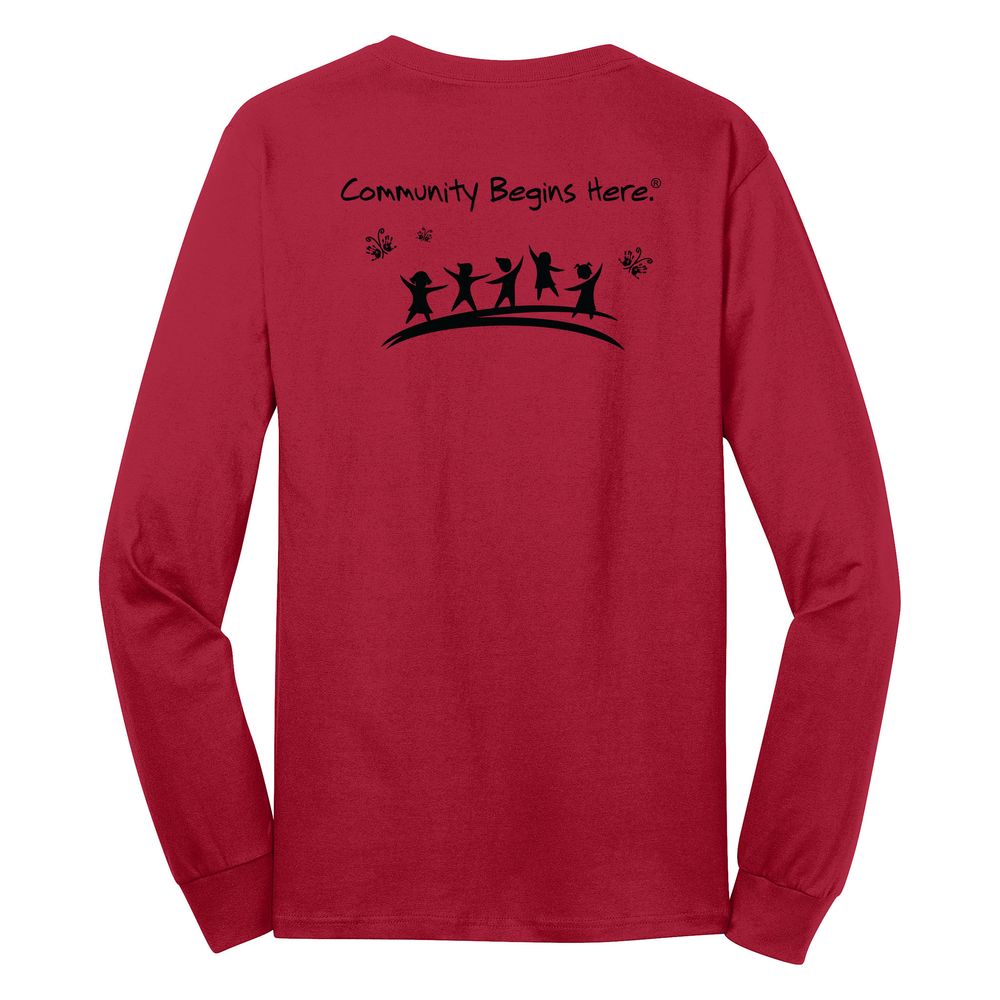Community Begins Here Adult Long Sleeve T-Shirt - Black Imprint (KA-PC54LS-COMM-B) primary image