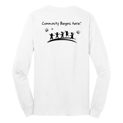 Community Begins Here Adult Long Sleeve T-Shirt - Black Imprint (KA-PC54LS-COMM-B) image thumbnail