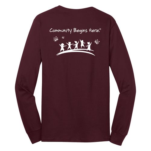 Community Begins Here Adult Long Sleeve T-Shirt - White Imprint (KA-PC54LS-COMM-W) image thumbnail