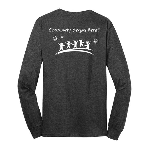 Community Begins Here Adult Long Sleeve T-Shirt - White Imprint (KA-PC54LS-COMM-W) image thumbnail