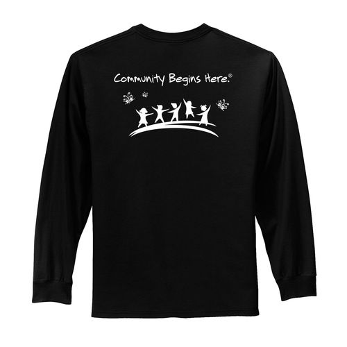 Community Begins Here Adult Long Sleeve T-Shirt - White Imprint (KA-PC54LS-COMM-W) image thumbnail