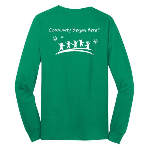 Community Begins Here Adult Long Sleeve T-Shirt - White Imprint (KA-PC54LS-COMM-W) image thumbnail