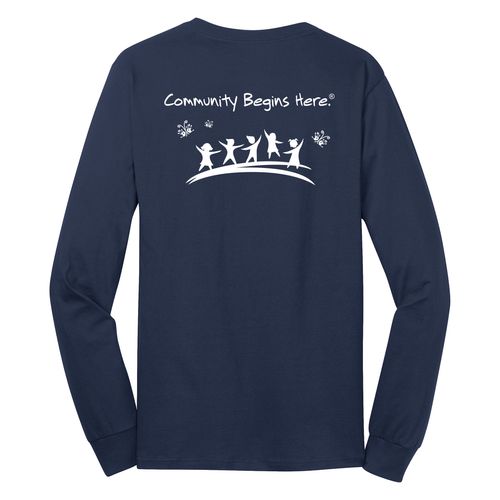 Community Begins Here Adult Long Sleeve T-Shirt - White Imprint (KA-PC54LS-COMM-W) image thumbnail