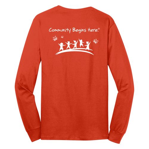 Community Begins Here Adult Long Sleeve T-Shirt - White Imprint (KA-PC54LS-COMM-W) image thumbnail