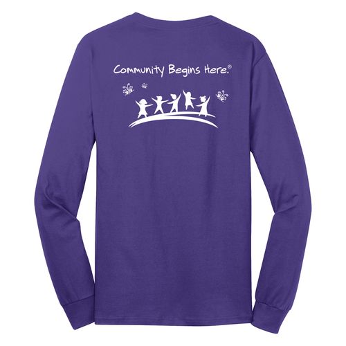 Community Begins Here Adult Long Sleeve T-Shirt - White Imprint (KA-PC54LS-COMM-W) image thumbnail