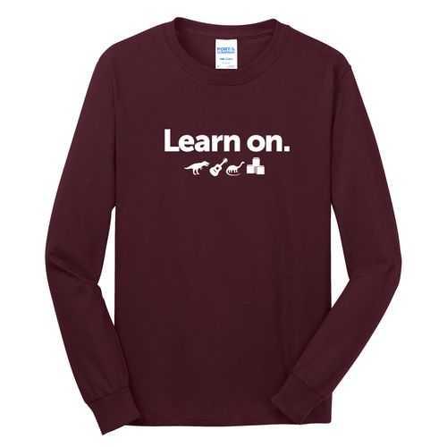 Learn On. Adult Long Sleeve T-Shirt - White Imprint (KA-PC54LS-LEARN-W) image thumbnail
