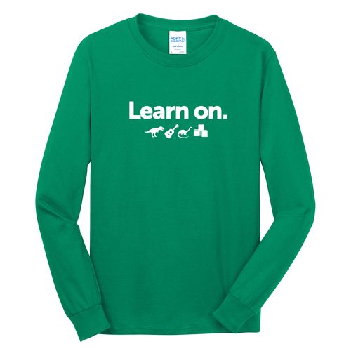 Learn On. Adult Long Sleeve T-Shirt - White Imprint (KA-PC54LS-LEARN-W) image thumbnail