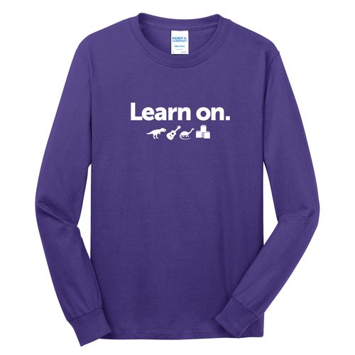 Learn On. Adult Long Sleeve T-Shirt - White Imprint (KA-PC54LS-LEARN-W) image thumbnail