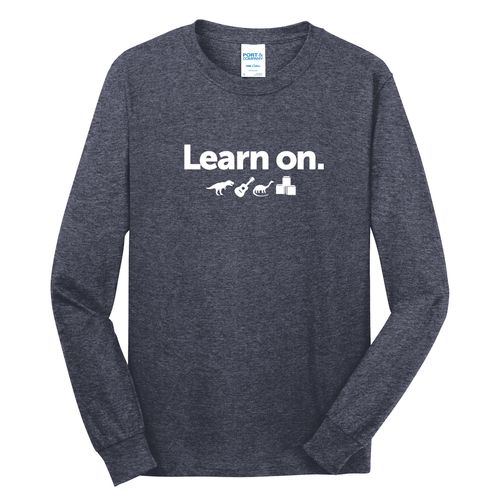 Learn On. Adult Long Sleeve T-Shirt - White Imprint (KA-PC54LS-LEARN-W) image thumbnail