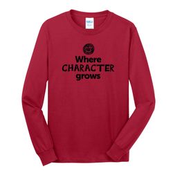 Image of Where CHARACTER Grows EMOJI Adult Long Sleeve T-Shirt - Black Imprint (KA-PC54LS-CHARF-B)