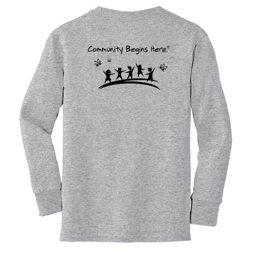 Community Begins Here Youth Long Sleeve T-Shirt - Black Imprint (KA-PC54YLS-COMM-B) image thumbnail