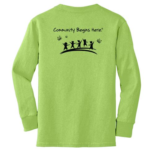 Community Begins Here Youth Long Sleeve T-Shirt - Black Imprint (KA-PC54YLS-COMM-B) image thumbnail