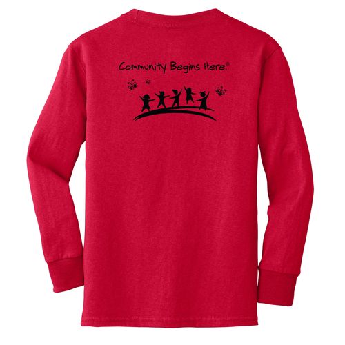 Community Begins Here Youth Long Sleeve T-Shirt - Black Imprint (KA-PC54YLS-COMM-B) image thumbnail