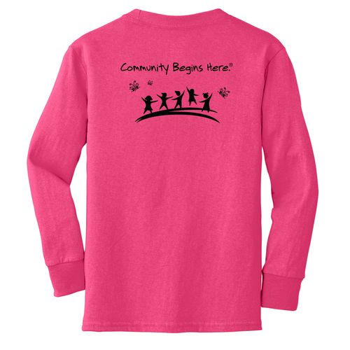 Community Begins Here Youth Long Sleeve T-Shirt - Black Imprint (KA-PC54YLS-COMM-B) image thumbnail