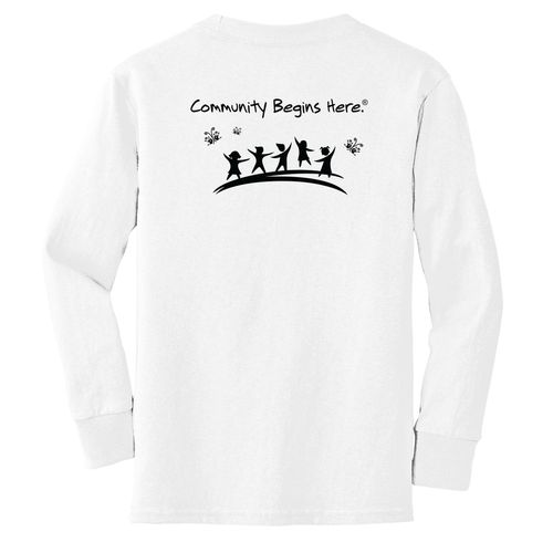 Community Begins Here Youth Long Sleeve T-Shirt - Black Imprint (KA-PC54YLS-COMM-B) image thumbnail