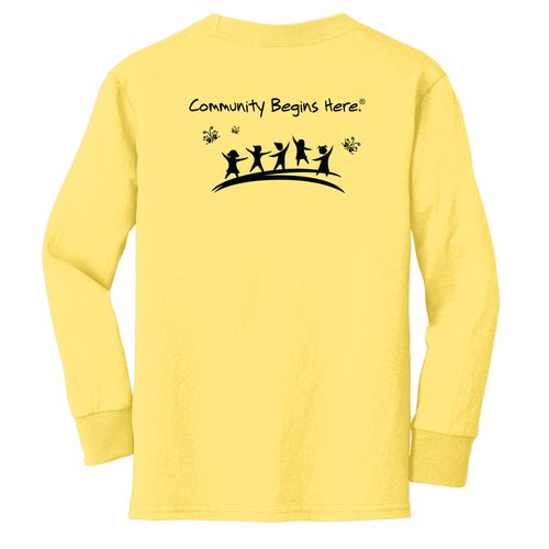 Community Begins Here Youth Long Sleeve T-Shirt - Black Imprint (KA-PC54YLS-COMM-B) image thumbnail