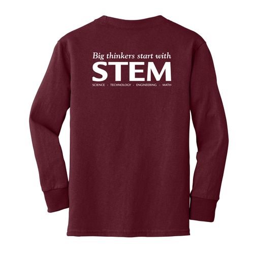 STEM Youth Long Sleeve T-Shirt - White Imprint (KA-PC54YLS-STEM-W) image thumbnail