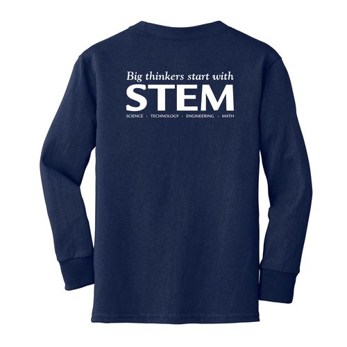 STEM Youth Long Sleeve T-Shirt - White Imprint (KA-PC54YLS-STEM-W) image thumbnail