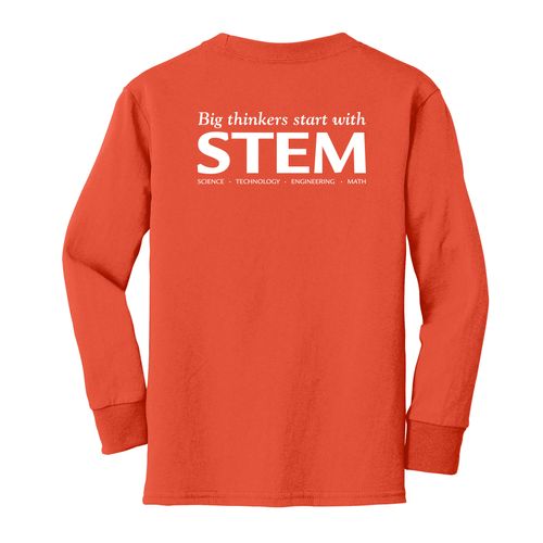 STEM Youth Long Sleeve T-Shirt - White Imprint (KA-PC54YLS-STEM-W) image thumbnail