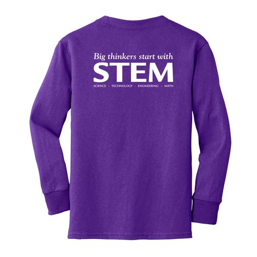 STEM Youth Long Sleeve T-Shirt - White Imprint (KA-PC54YLS-STEM-W) image thumbnail