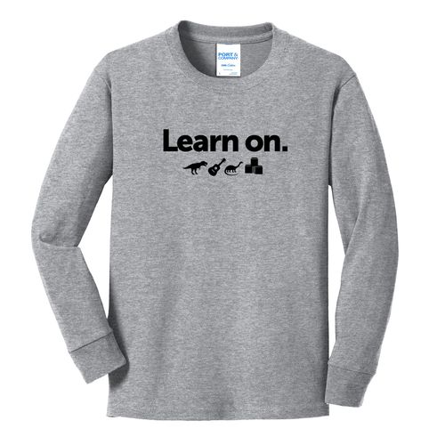 Learn On. Youth Long Sleeve T-Shirt - Black Imprint (KA-PC54YLS-LEARN-B) image thumbnail