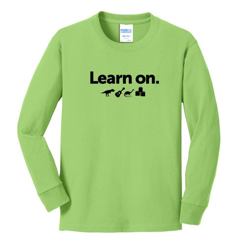 Learn On. Youth Long Sleeve T-Shirt - Black Imprint (KA-PC54YLS-LEARN-B) image thumbnail