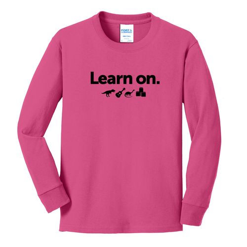 Learn On. Youth Long Sleeve T-Shirt - Black Imprint (KA-PC54YLS-LEARN-B) image thumbnail