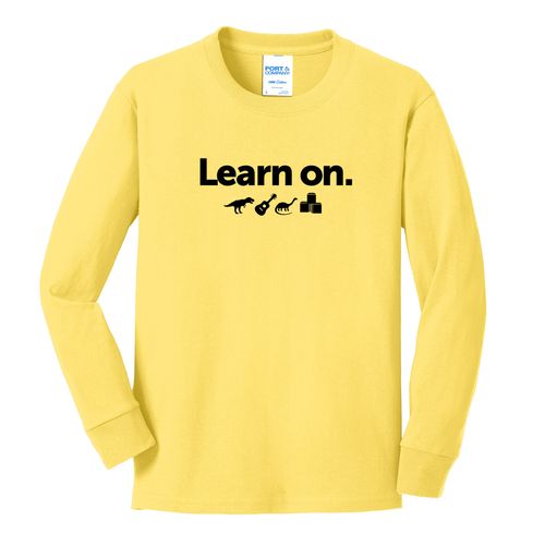 Learn On. Youth Long Sleeve T-Shirt - Black Imprint (KA-PC54YLS-LEARN-B) image thumbnail